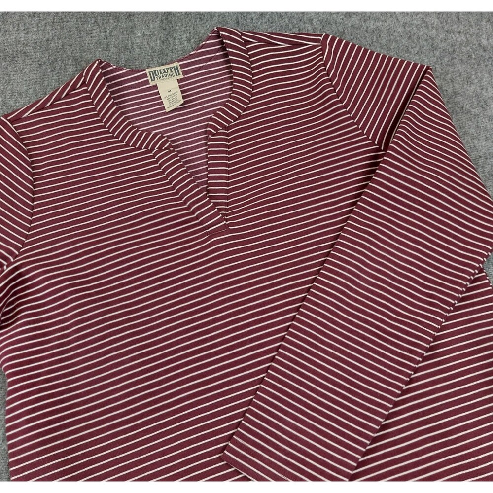Duluth Trading CO Ponte Pro Tunic Top Women's Med Purple Striped with Pockets